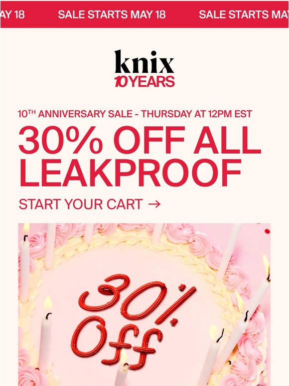 Knix: Set your alarms: Anniversary Sale is coming