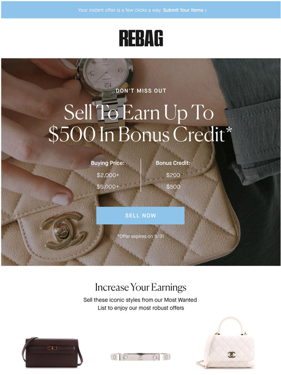 Earn $100 in credit with just a few clicks - Rebag