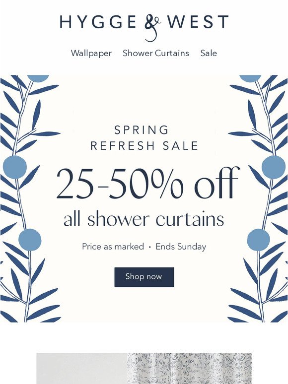 Take 25-50% off all shower curtains!