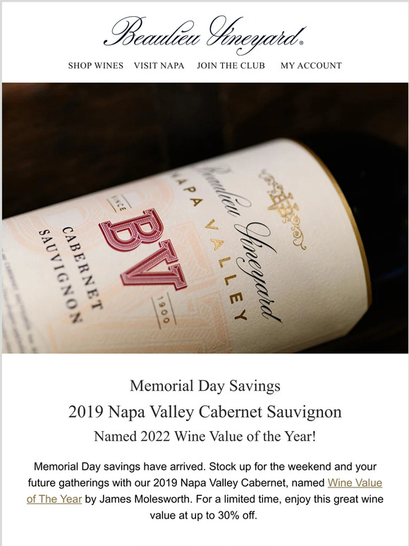 25% Off 2019 Napa Valley Cabernet Sauvignon | Memorial Day Savings