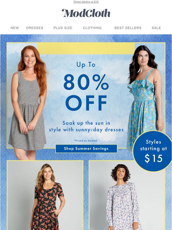 Up to 80% Off Breezy and Beautiful Dresses