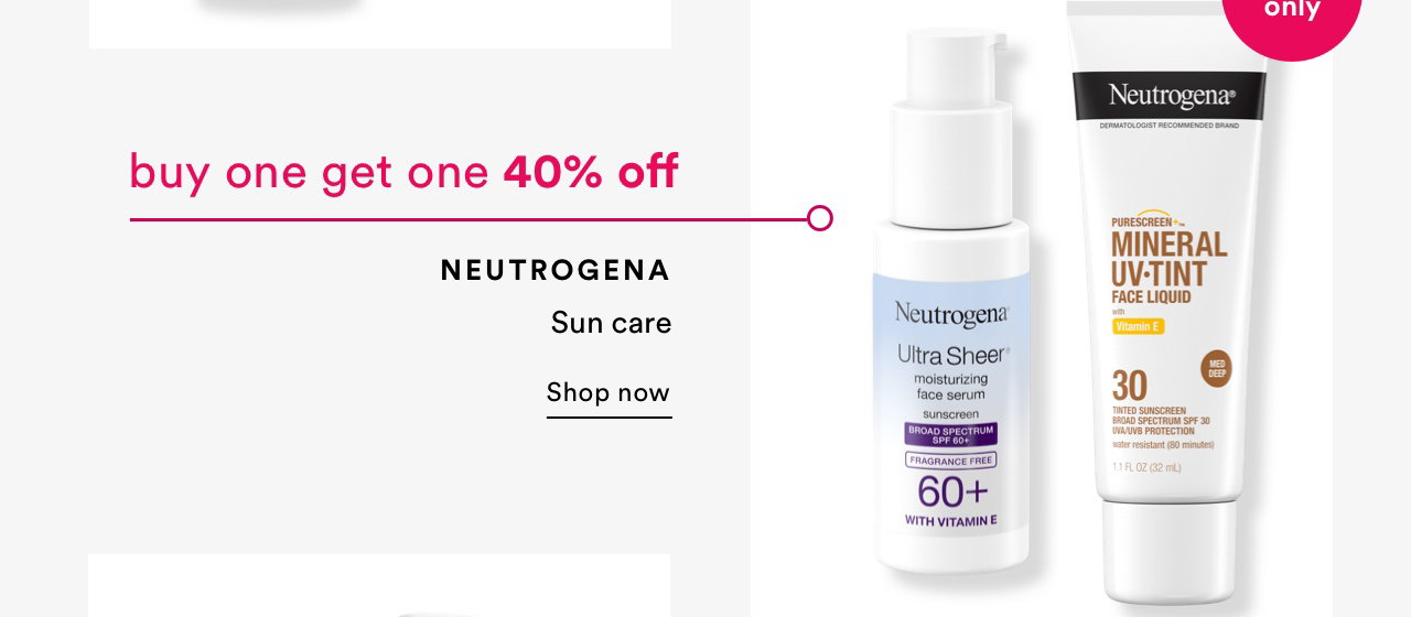 Buy one get one 40% off | Nuetrogena Sun Care | Shop now