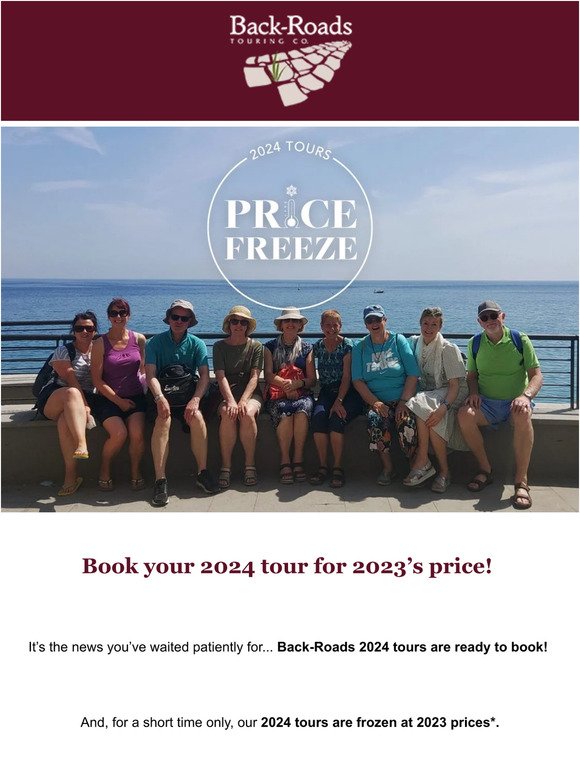 Just released! 2024 tours at 2023 prices
