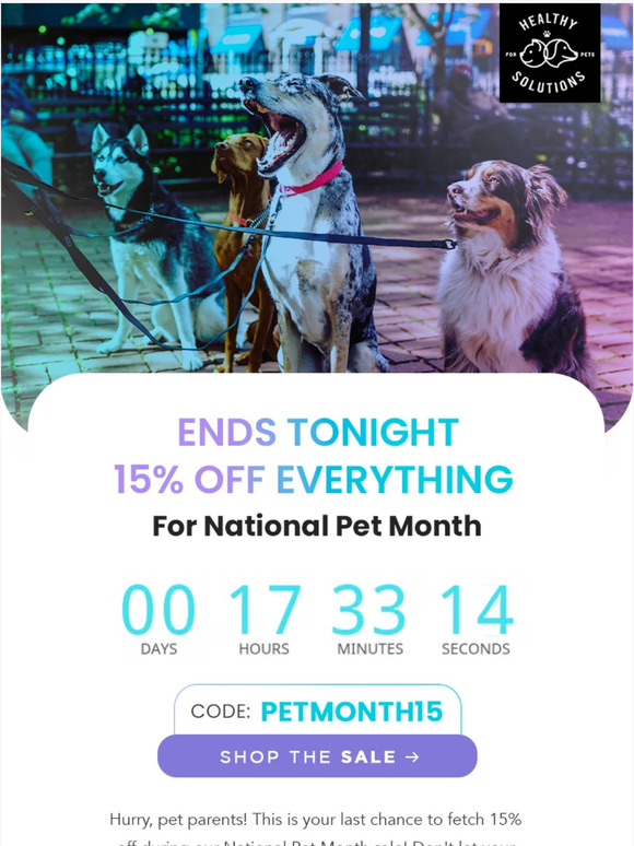 15% off ends tonight!