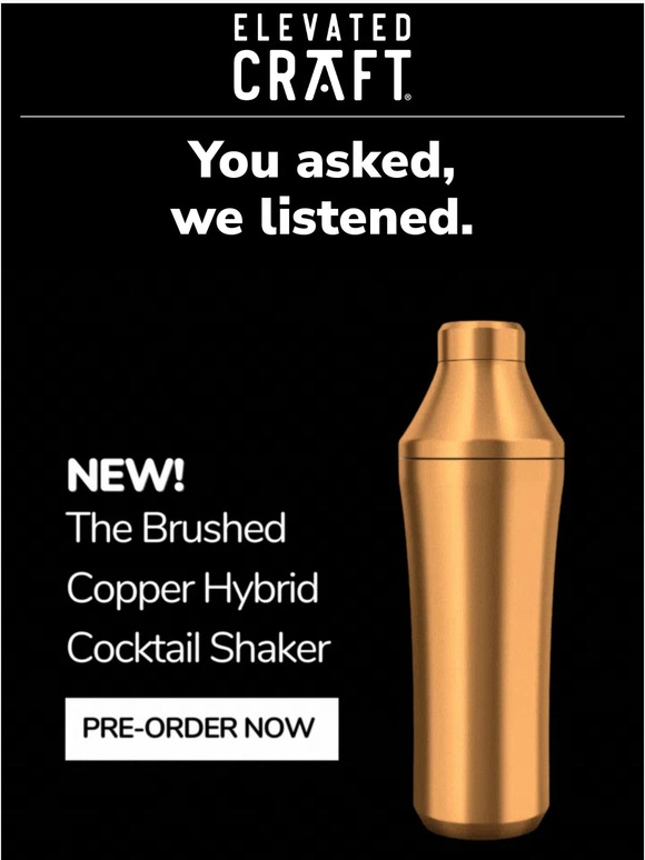 Elevated Craft Hybrid Cocktail Shaker in Copper