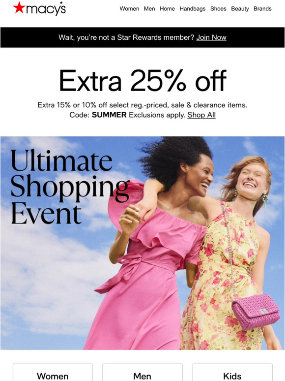 Macy's: Extra 25% off during our Ultimate Shopping Event | Milled