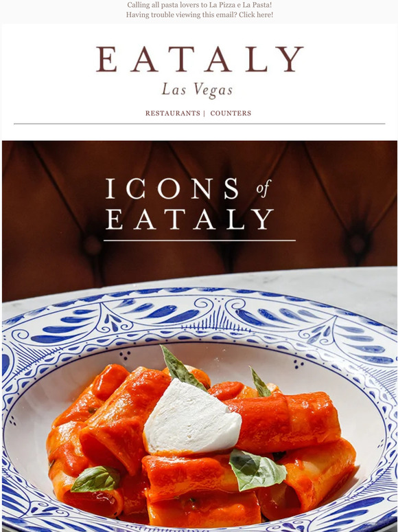 eataly Join us for our ICONS of Eataly at La Pizza E La Pasta! Milled