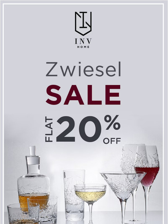 “Flash Sale Alert" Get inspired for your next home bar setup with 20% off on Zwiesel Drinkware Collection from INV Home !!