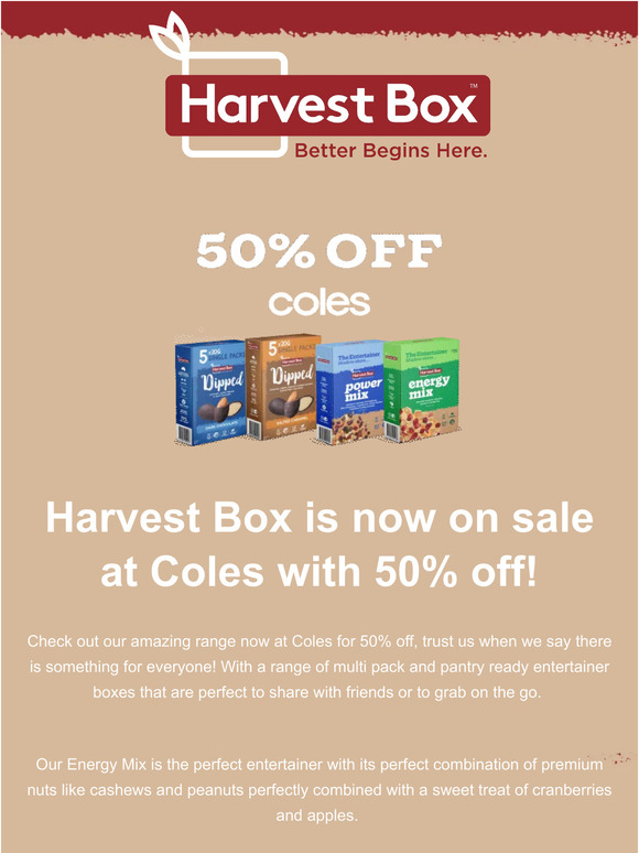 Harvest Box is now on sale at Coles with 50% off!