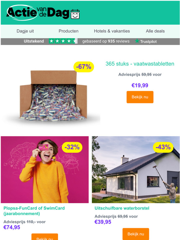 365 vaatwastabletten | 67% korting