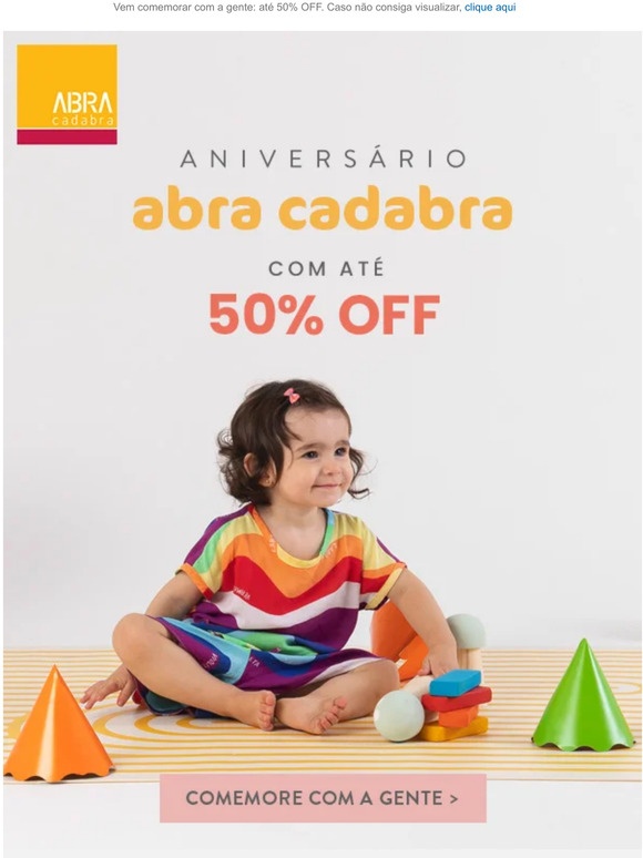 Vem comemorar com a gente: até 50% OFF 🧡