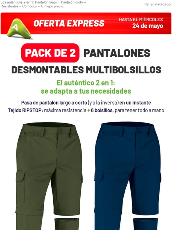 2 Pantalones Desmontables Multibolsillos por solo 39,99 euros