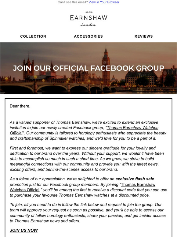 You're Invited to Join Thomas Earnshaw Watches Official Facebook Group