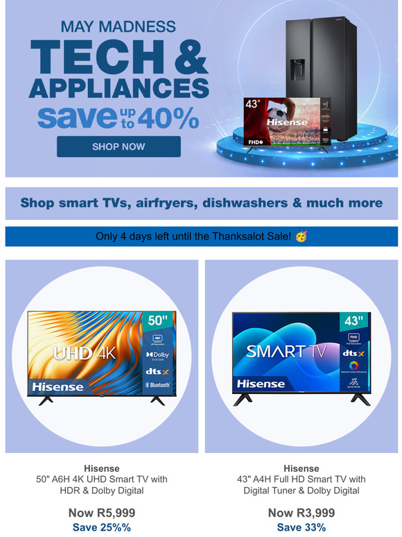 Up to 40% OFF | It's May madness on Tech & Appliances! ⚡