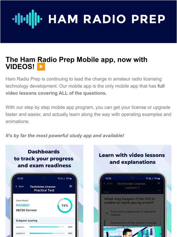 The Ham Radio Prep mobile app, now with VIDEOS ▶️