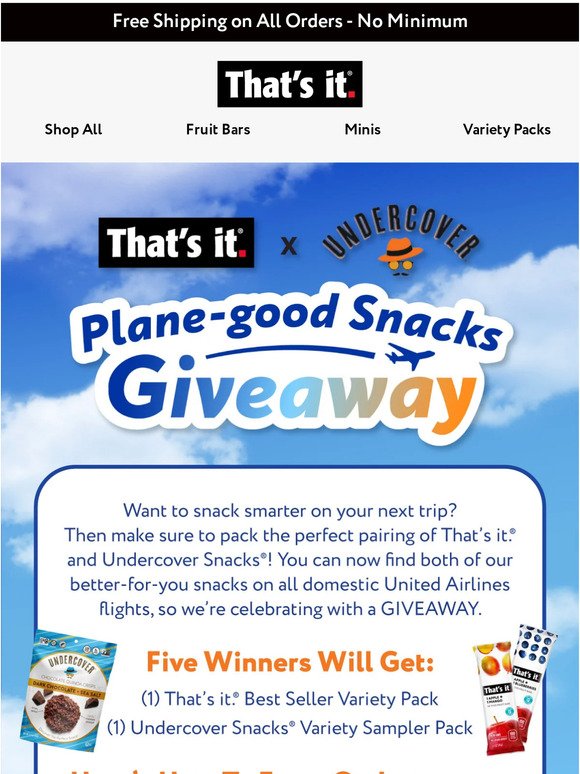 A giveaway of PLANE-good snacks ✈️