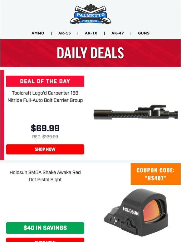 Palmetto State Armory PSA Exclusive! Holosun HS407A3 Pistol Red Dot