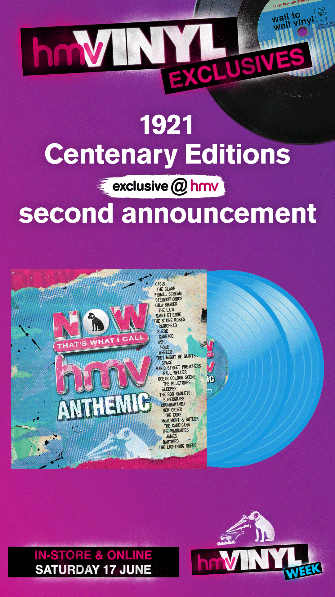 HMV reveal full line-up for their centenary vinyl 'Exclusives Day