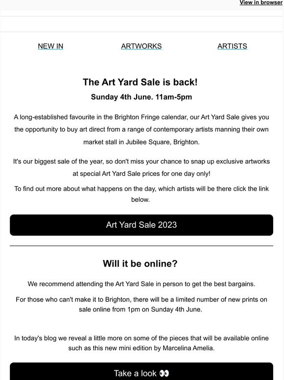 Art Yard Sale Coming Soon