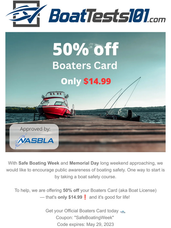 50 off Your Boating License Milled
