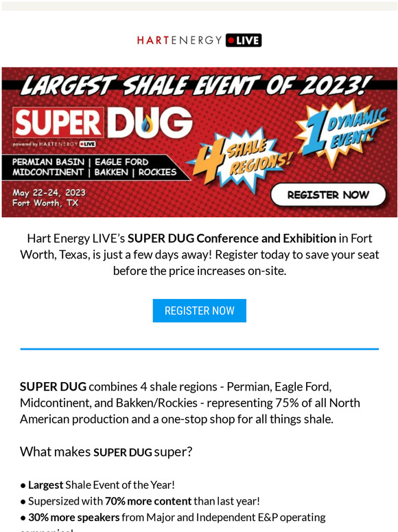 Hart Energy SUPER DUG 2023 The FINAL Countdown! Milled