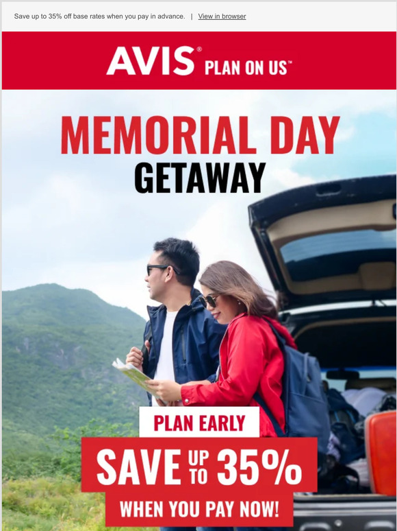 REMINDER: Book now for Memorial Day Savings!