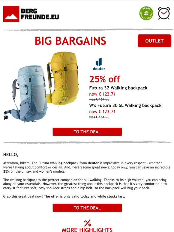🎒 Today only: 25% off a walking backpack from deuter