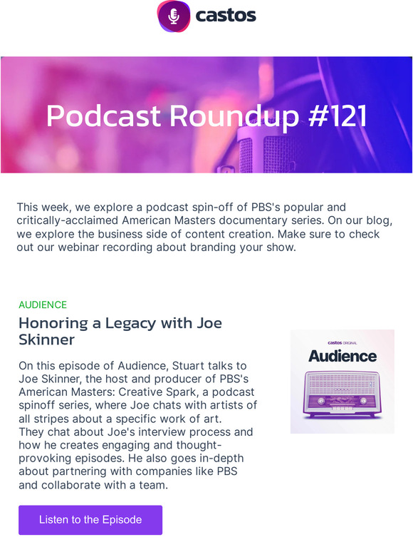 A podcast spin-off of PBS's American Masters, podcast branding webinar recording, and setting up your business