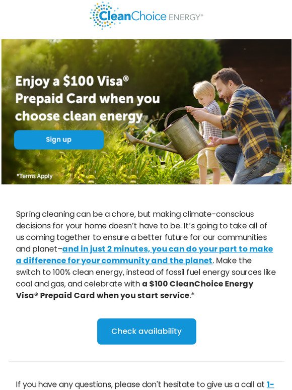Spring into a clean energy future and get $100!