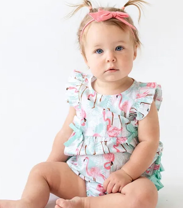 Vibrant Flamingo Classic Ruffle Romper