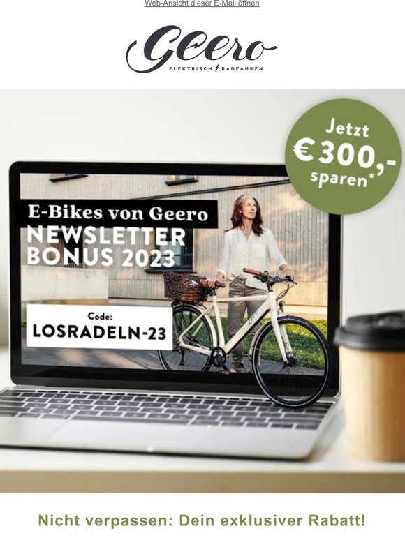 300 Euro Rabatt auf dein Geero E-Bike: Nicht verpassen! ⏳
