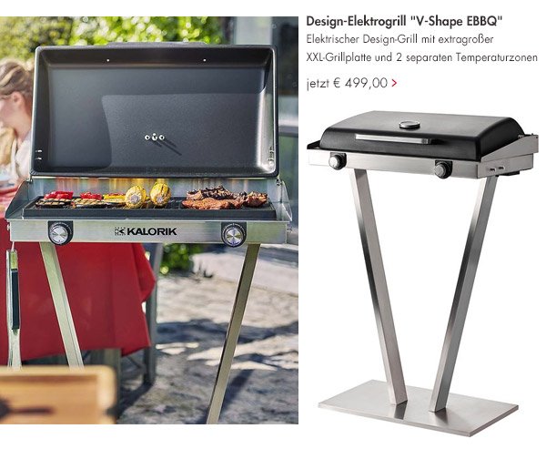 Design-Elektrogrill V-Shape EBBQ jetzt 499,00 Euro
