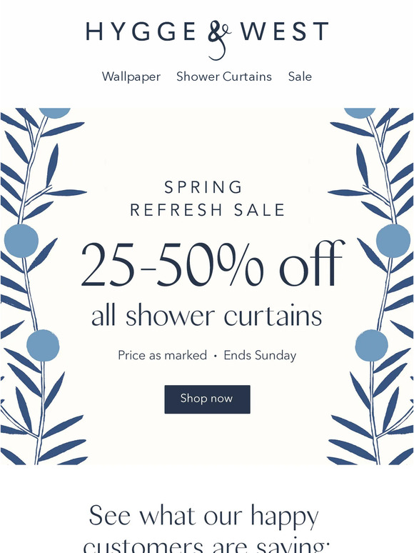 DON'T MISS OUT: 25-50% off all shower curtains
