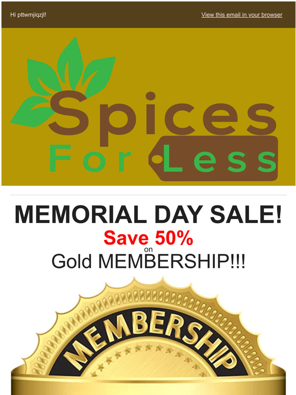 Memorial Day Special Sale! You can Save BIG! Plus Extended Sale on our NEW SEASONING!