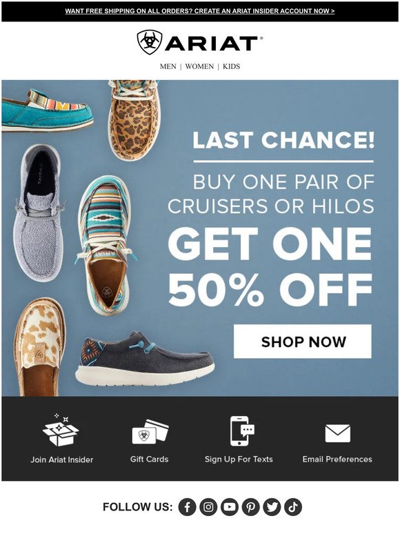 Last Chance: BOGO 50% Off Hilos & Cruisers