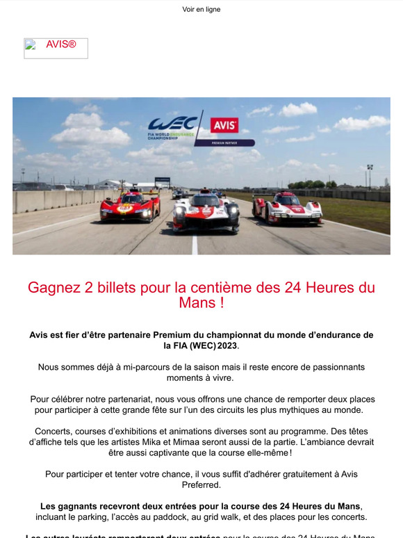 AVIS FR Tentez de gagner des places pour les 24 Heures du Mans Milled