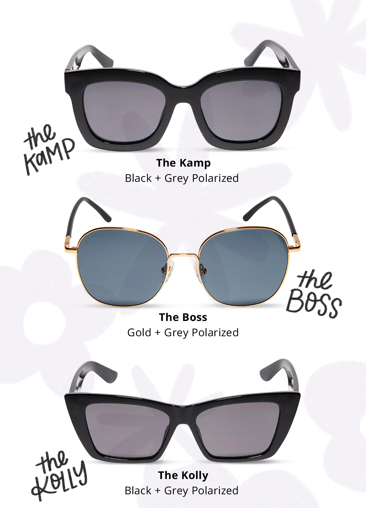 Diff Krista Horton Kolly Polarized Sunglasses KRISTA HORTON - THE KOLLY + TORTOISE + SOLID GREY POLARIZED  main image 2