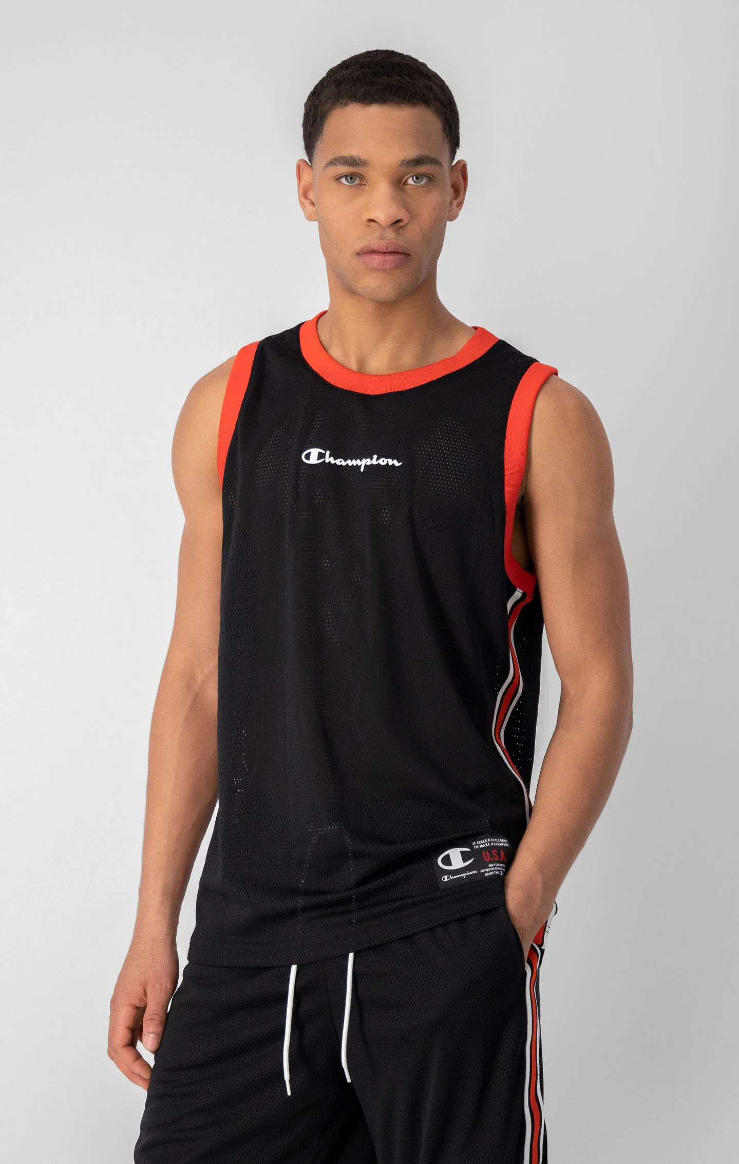 Basketball Stripe Detail Mesh Top