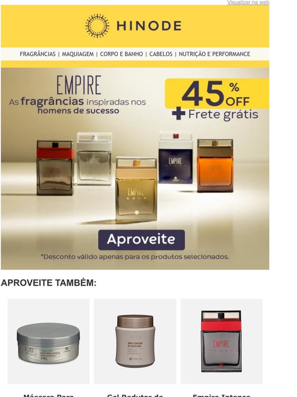Fragrâncias Empire com 45% OFF + Frete Grátis  🚚