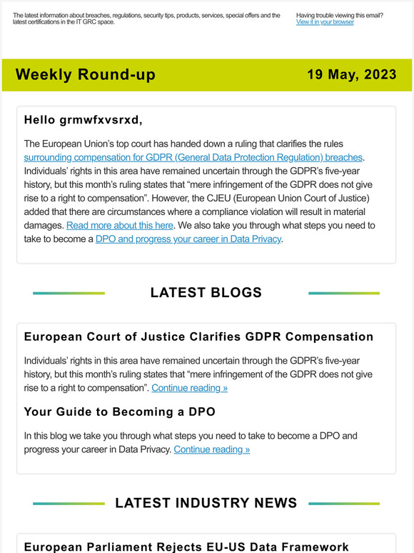 European Court of Justice Clarifies GDPR Compensation
