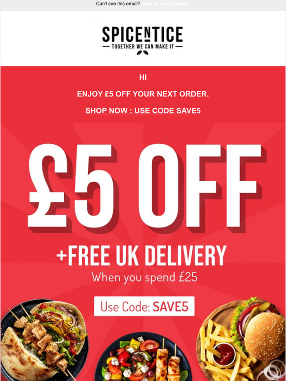 £5 off and Free Shipping this weekend