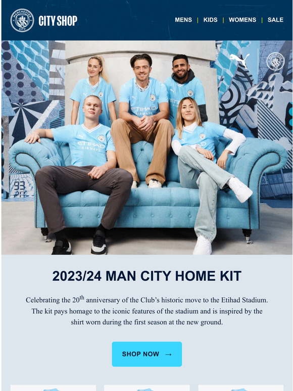 Man City Shop FR: Shop the 2023/24 Man City Home kit now! | Milled