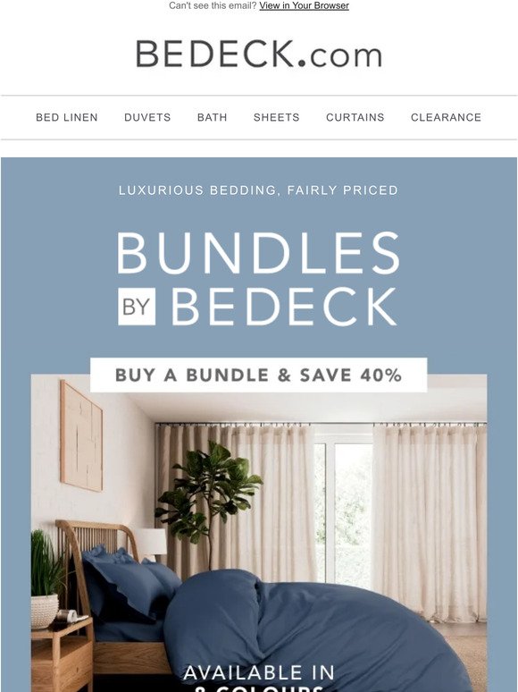 Save 40% With Plain Bedding Bundles by Bedeck!