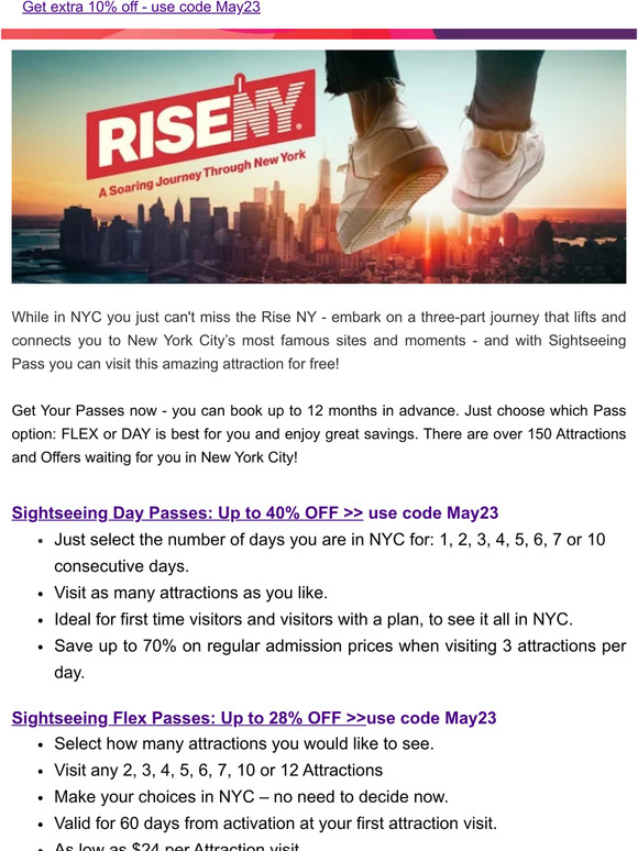NYC is waiting for you, — - up to 33% off + Extra 10% OFF