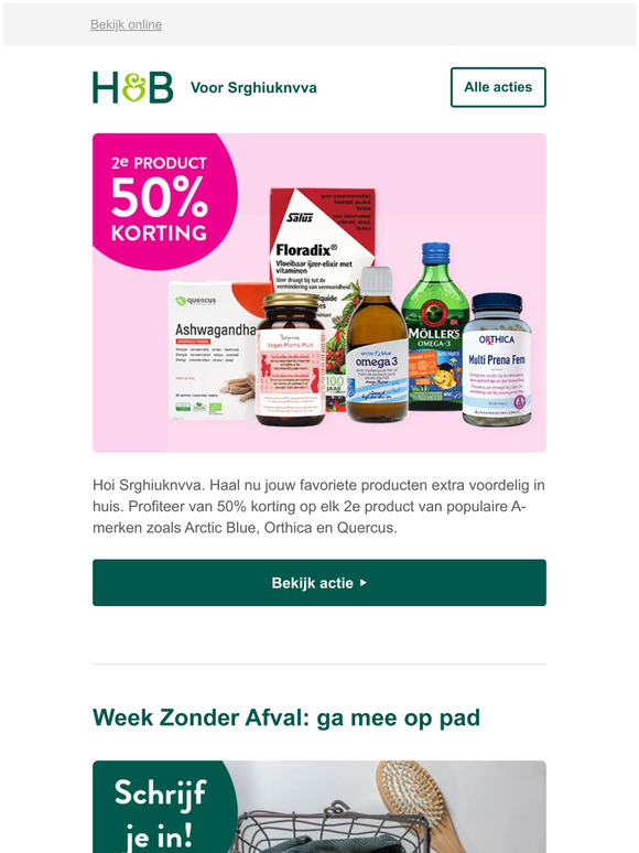Nu elk 2e product met 50% korting