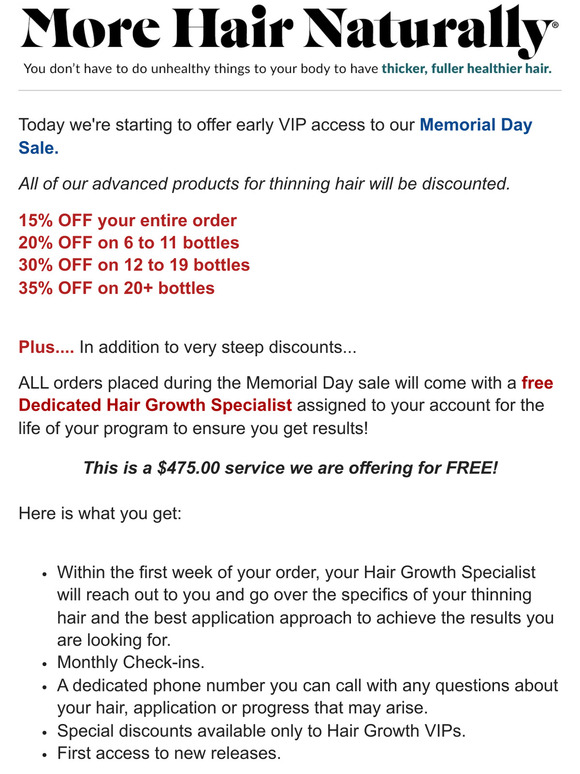 Exclusive early access to our Memorial Day offer