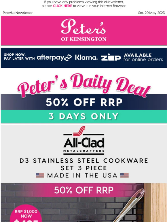 3 Days Only - All-Clad For All Cooks - At 50% Off RRP (Made in USA)