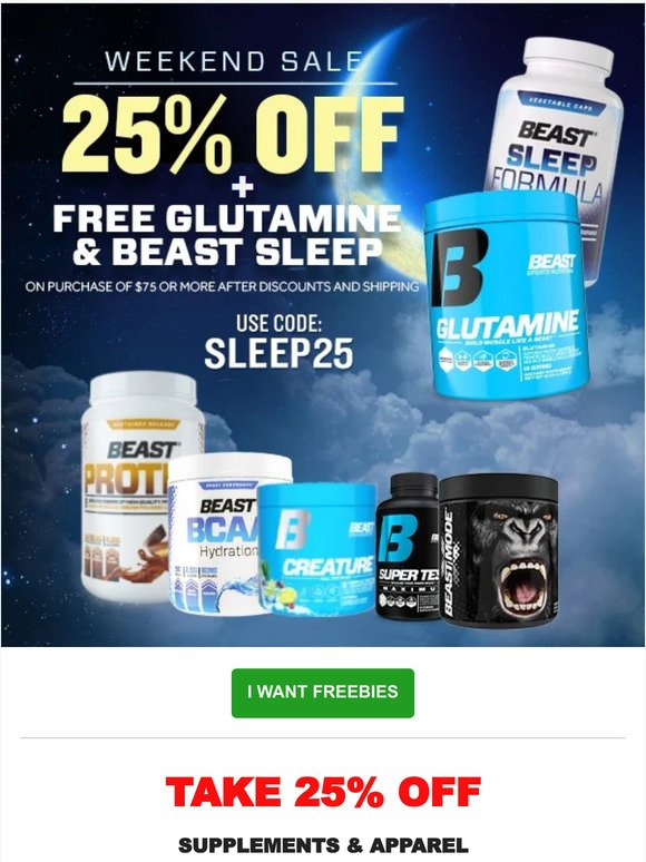💪WEEKEND GIVEAWAY- Free 300G Glutamine & Free Beast Sleep