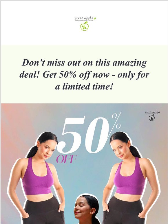 Don't miss out on this great offer! Get 50% off your purchase now! Shop now and enjoy great savings!