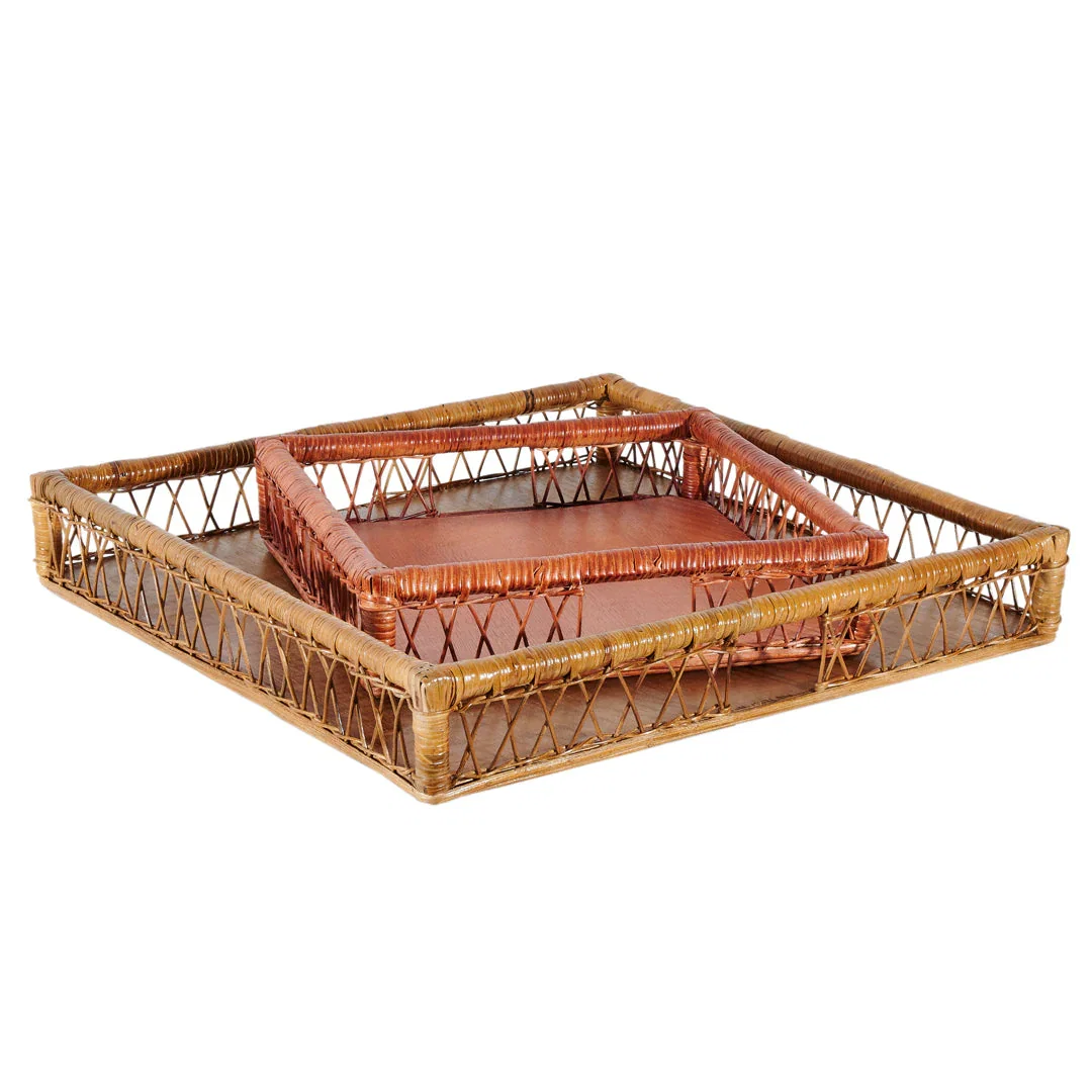 Image of Walnut and Terracotta Trays, Large